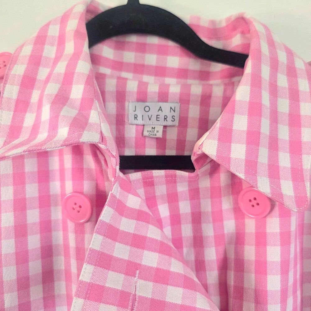 Pink preppy checkered trench